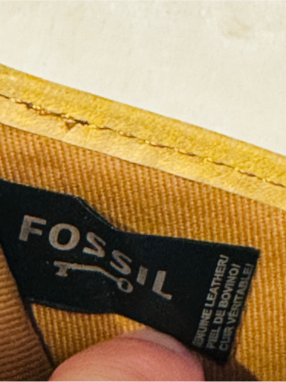 Fossil leather trifold wallet L floral applique details Trifold Vtg Yellow Boho - Picture 2 of 10